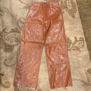 Straight to the point crop faux leather pants, color cognac, fashion nova